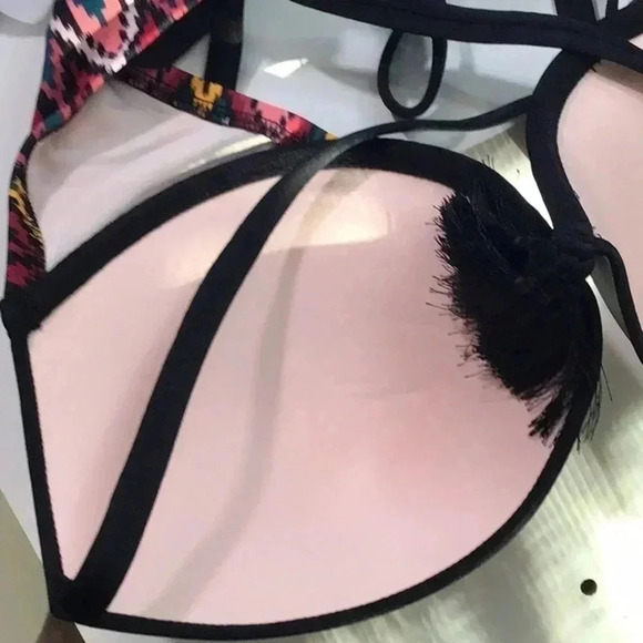 Shade & Shore Push Up Bikini Top Black Aztec 34D - Picture 3 of 7